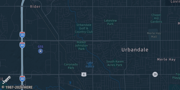Map of Urbandale, IA. The exact address of Hampton Inn and Suites Hotel is not known, so the map shows the area rather than a specific building.