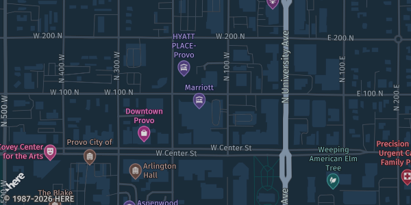 Map showing Provo Marriott Hotel & Conference Center in Provo, UT.