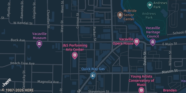 Map showing Vacaville Elks Lodge in CA.
