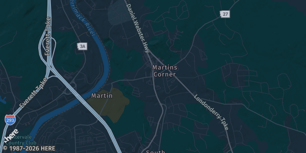 Map of Hooksett, NH. The exact address of Shapiro Sports Cards/ Riverside Park is not known, so the map shows the area rather than a specific building.