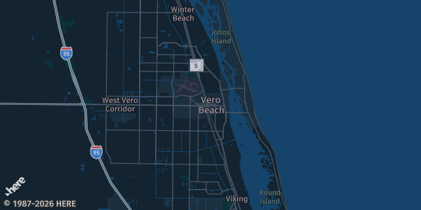 Map of Vero Beach, FL. The exact address of this venue is not known, so the map shows the area rather than a specific building.