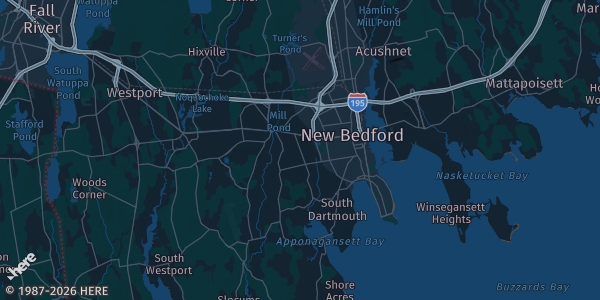 Map of Dartmouth, MA. The exact address of Dartmouth Memorial VFW Post 9059 is not known, so the map shows the area rather than a specific building.