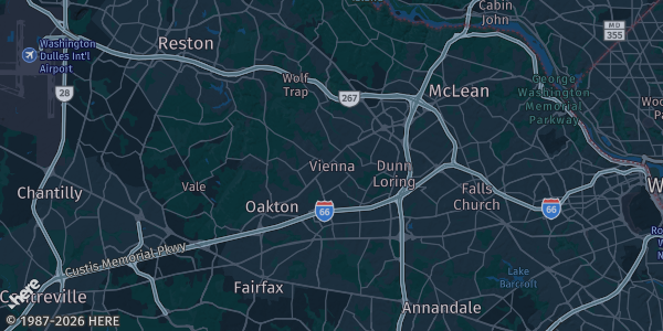 Map of Vienna, VA. The exact address of this venue is not known, so the map shows the area rather than a specific building.