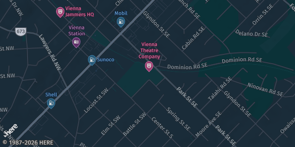 Map showing Vienna Community Center in Vienna, VA.