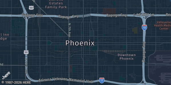 Map of Phoenix, AZ. The exact address of Park Terrace is not known, so the map shows the area rather than a specific building.