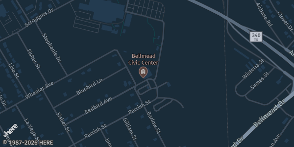 Map showing Bellmead Civic Center in TX.