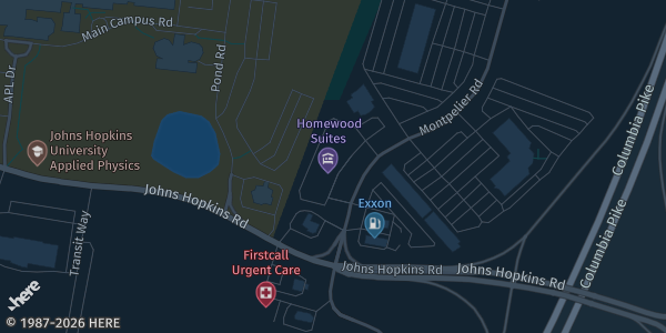 Map showing Homewood Suites in Laurel, MD.