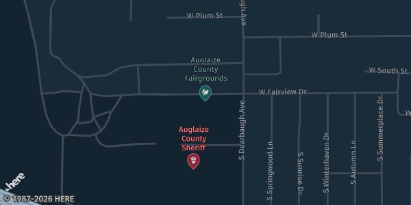Map showing Auglaize County Fairgrounds, Jr. Fair Building in Wapakoneta, OH.
