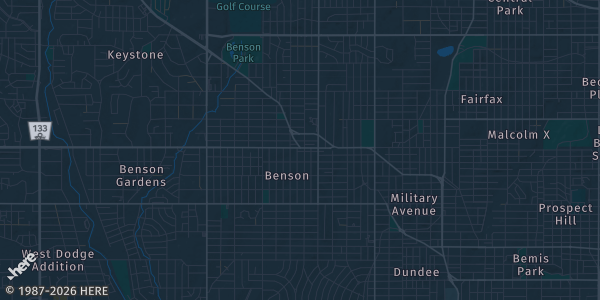 Map of Omaha, NE. The exact address of Infusion Brewing Company is not known, so the map shows the area rather than a specific building.