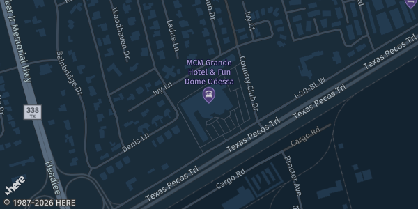 Map showing MGM Grande Fundome in Odessa, TX.