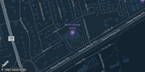 Map showing MGM Grande Fundome in Odessa, TX.
