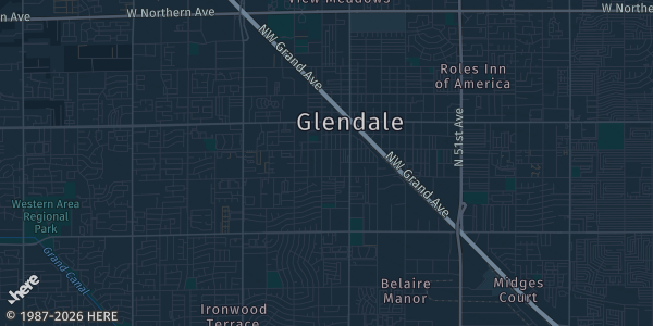 Map of Glendale, AZ. The exact address of Chicken N Pickle II, Glendale is not known, so the map shows the area rather than a specific building.