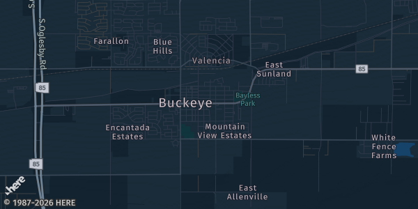 Map of Buckeye, AZ. The exact address of Pathfinder Verrado is not known, so the map shows the area rather than a specific building.