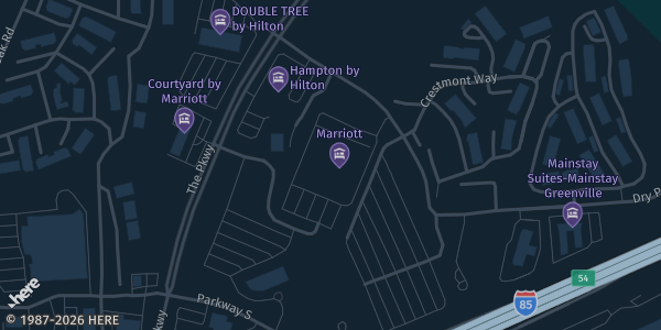 Map showing Marriott Greenville in Greenville, SC.