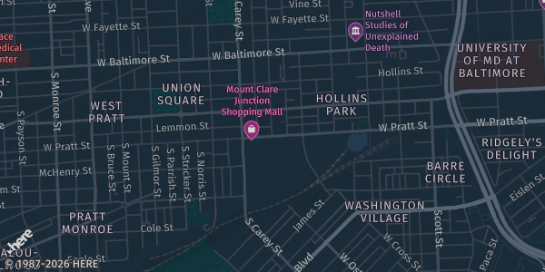 Map showing Baltimore Convention Center in Baltimore, MD.