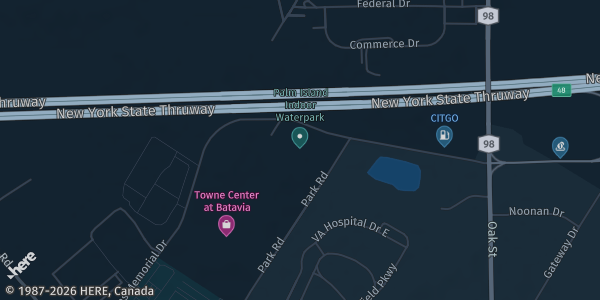 Map showing Quality Inn Crystal Room in Batavia, NY.