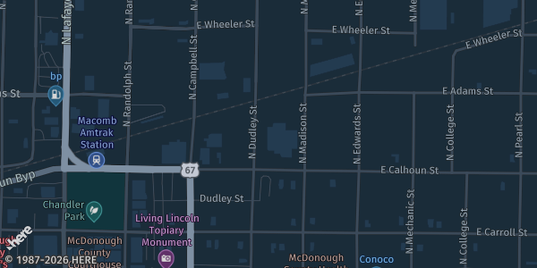 Map showing YMCA of McDonough County in Macomb, IL.
