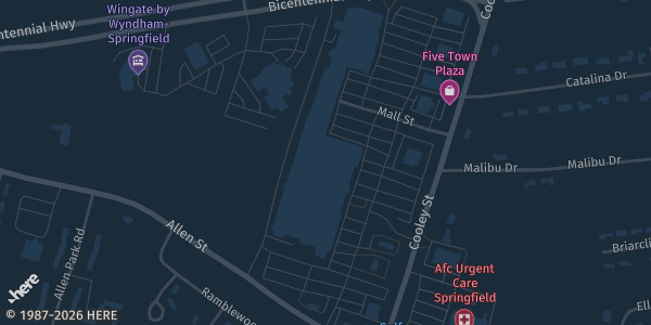 Map showing Zombie Hideout in Springfield, MA.