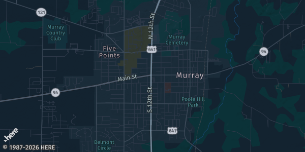Map of Murray, KY. The exact address of Hungry Bear Pancake & Bar-B-Q House. is not known, so the map shows the area rather than a specific building.